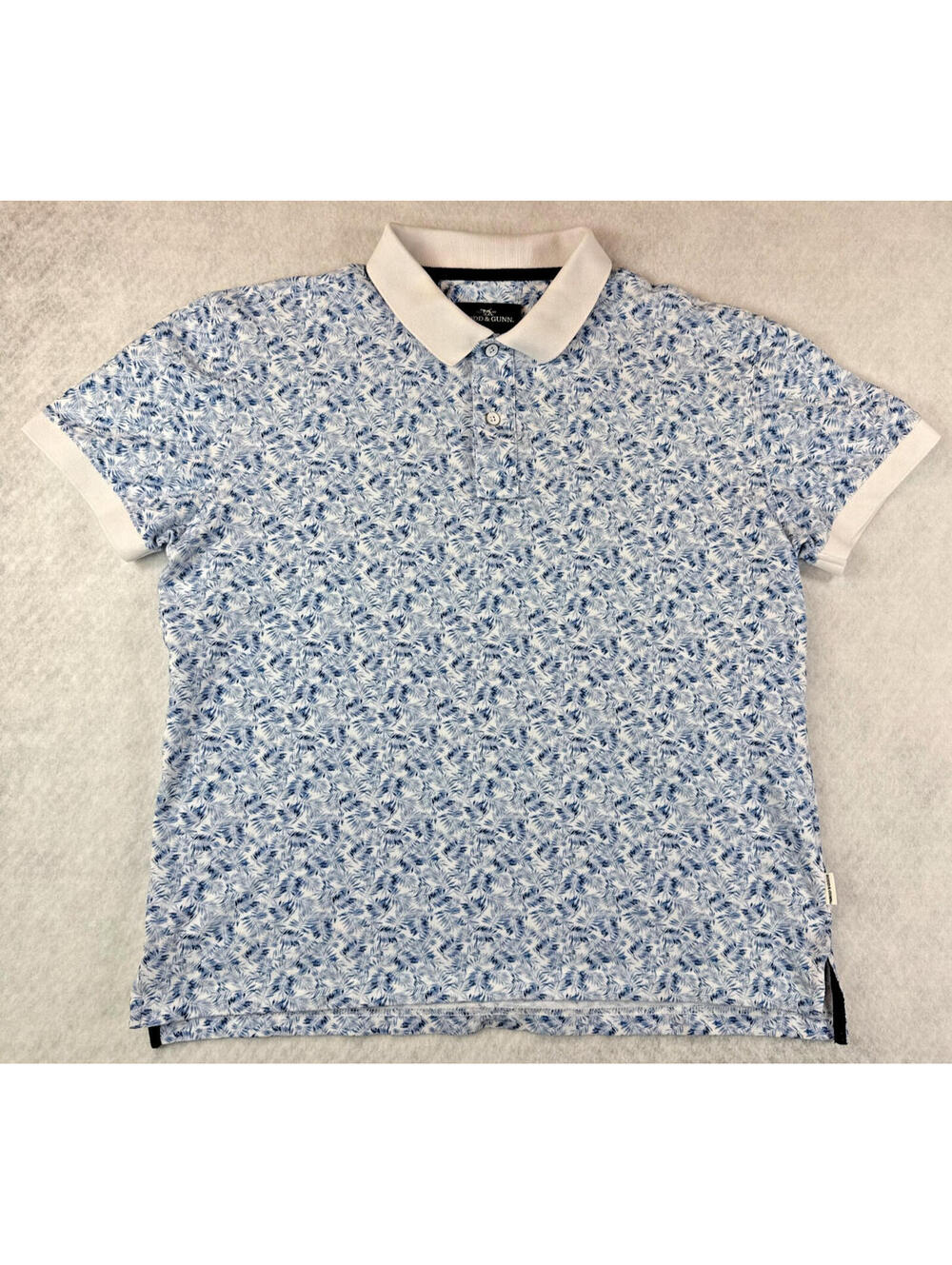Rodd & Gunn Mens Medium Blue White Floral Short Sleeve Polo Shirt